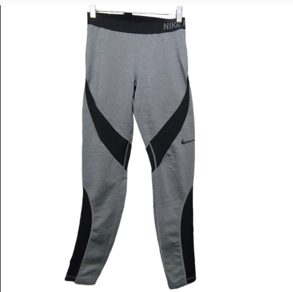 NIKE Pro Womens Gray Black Hyperwarm Training Tights Leggings Womens Size Medium - Picture 2 of 10